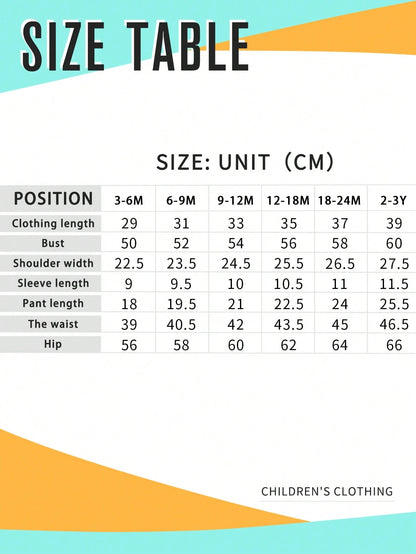 Baby Girl Cartoon Print Short Sleeve Top And Solid Color Denim Shorts