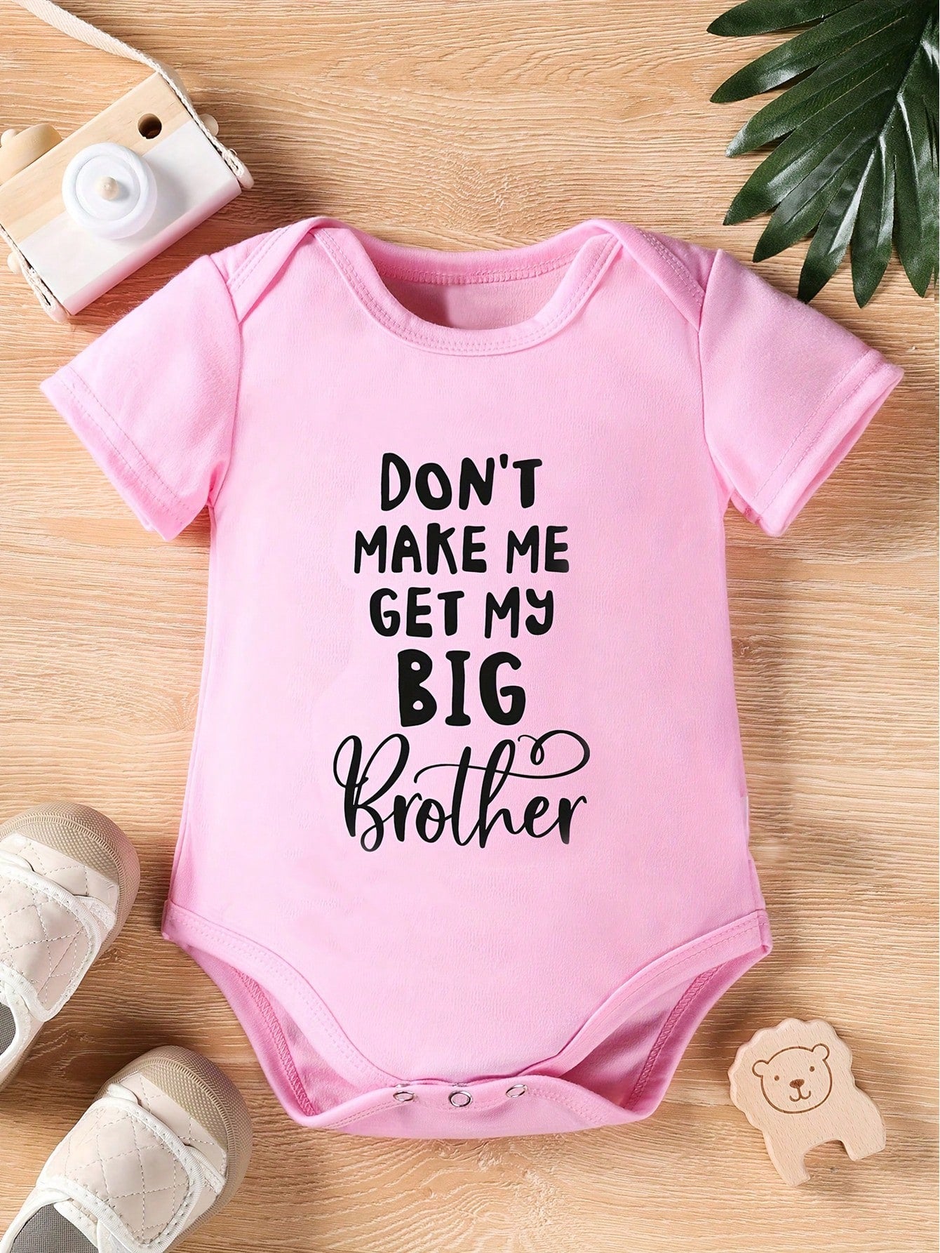Baby Girl Casual Simple Flower & Letter Printed Triangle Bodysuit Short Sleeve Bodysuit