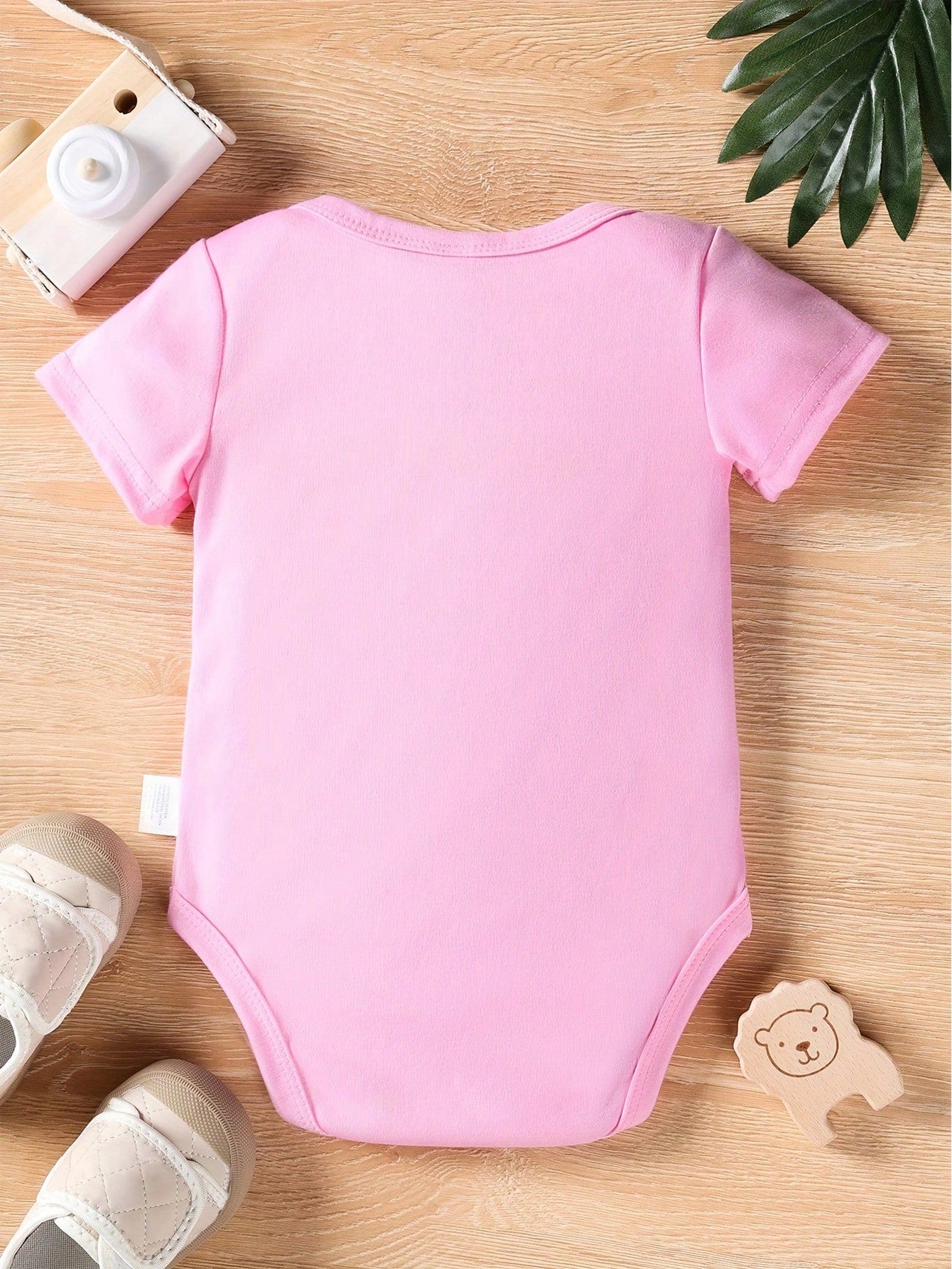 Baby Girl Casual Simple Flower & Letter Printed Triangle Bodysuit Short Sleeve Bodysuit