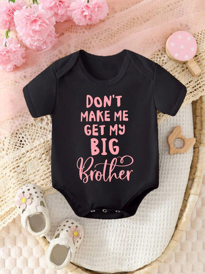 Baby Girl Casual Simple Flower & Letter Printed Triangle Bodysuit Short Sleeve Bodysuit