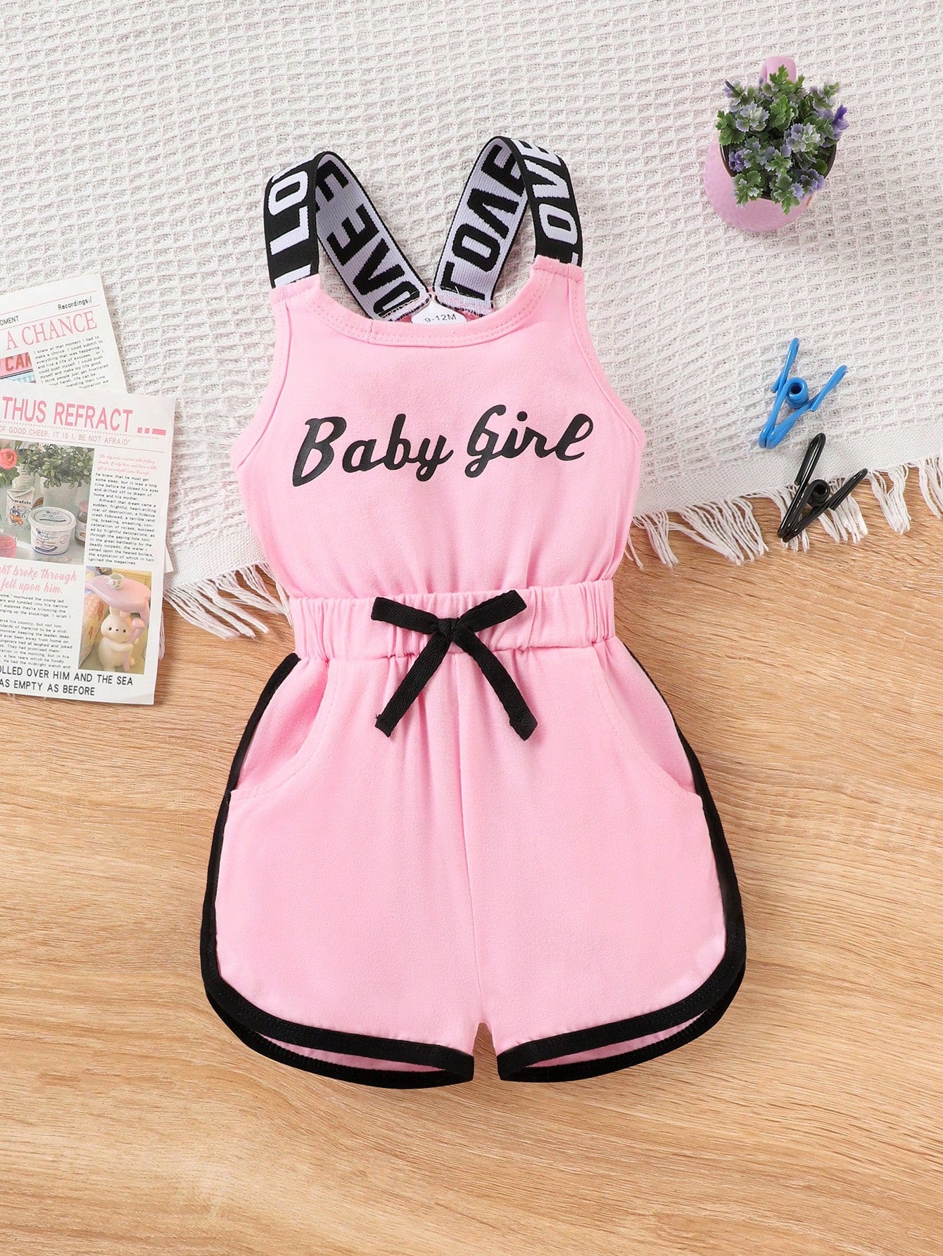 Baby Girl Cute Letter Print Lightweight Romper, Summer