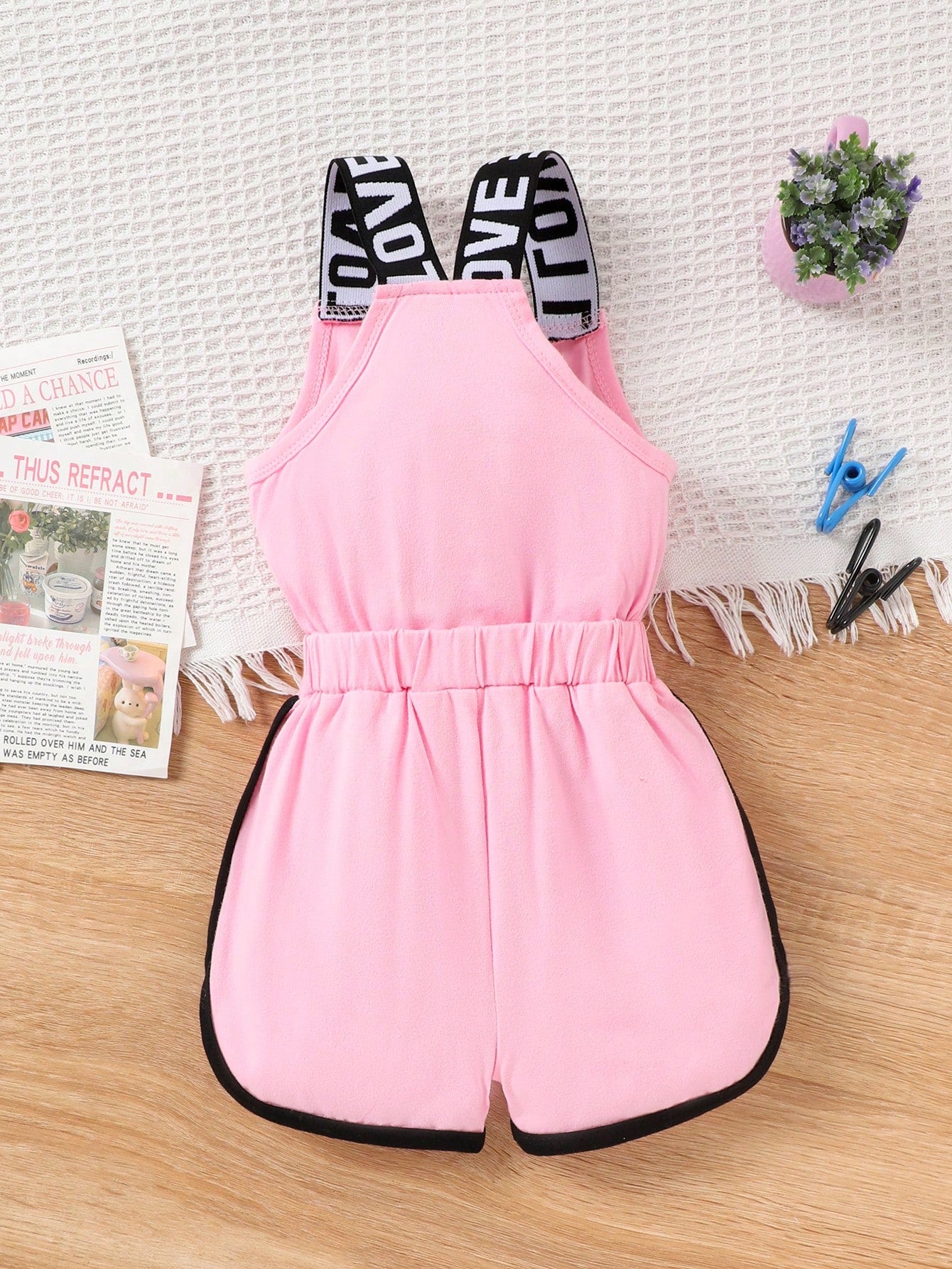 Baby Girl Cute Letter Print Lightweight Romper, Summer