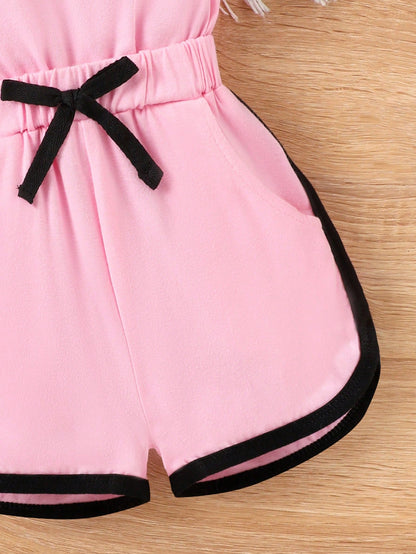 Baby Girl Cute Letter Print Lightweight Romper, Summer
