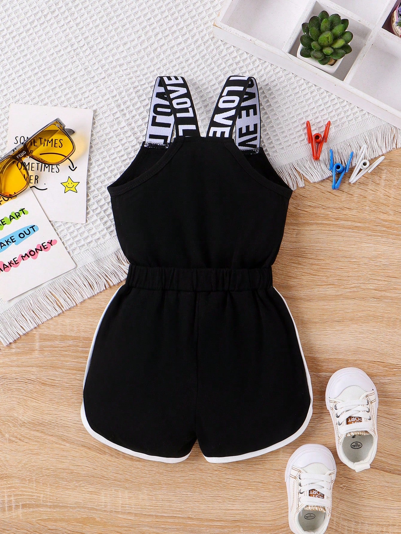 Baby Girl Cute Letter Print Lightweight Romper, Summer