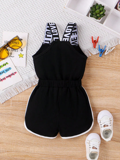 Baby Girl Cute Letter Print Lightweight Romper, Summer
