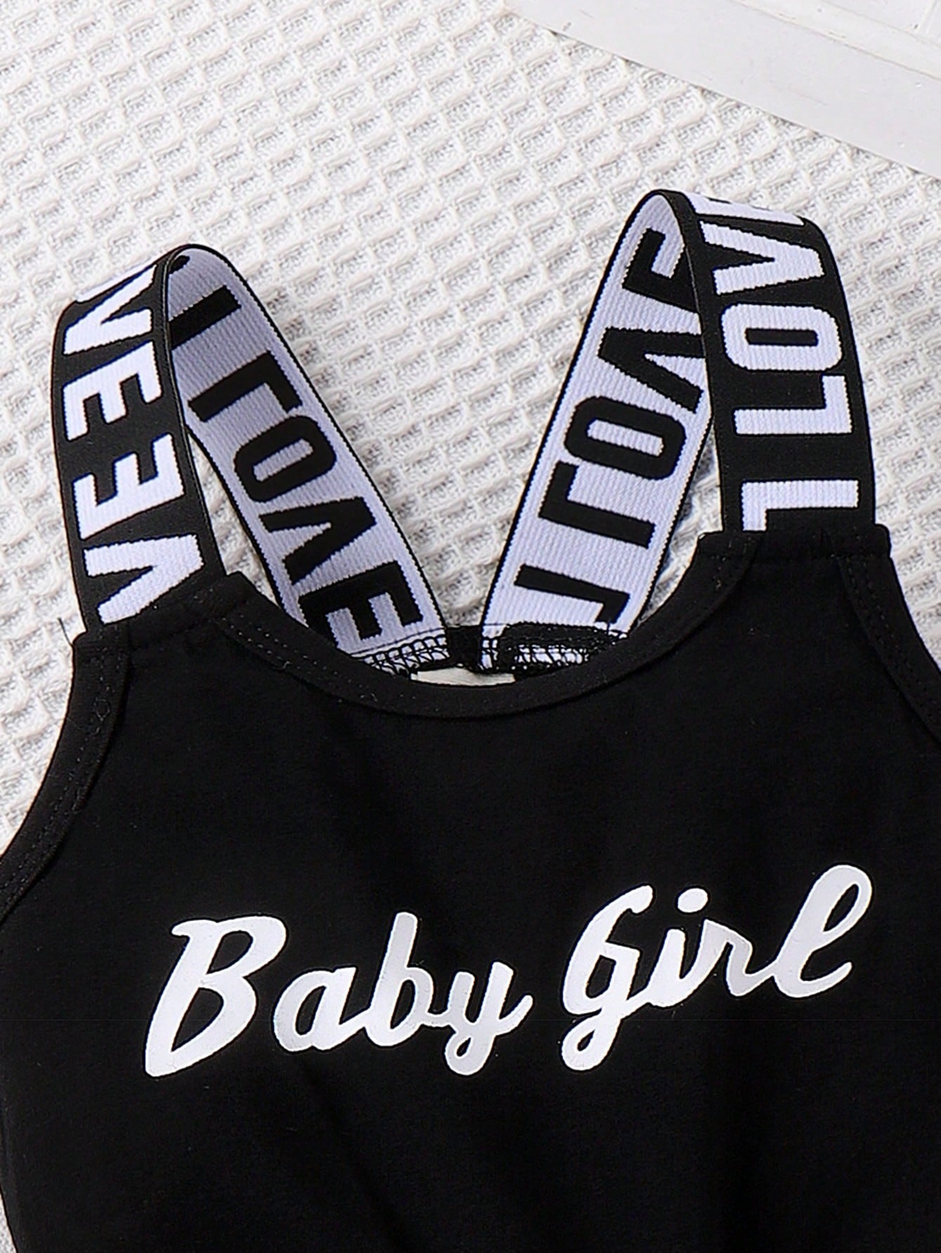 Baby Girl Cute Letter Print Lightweight Romper, Summer
