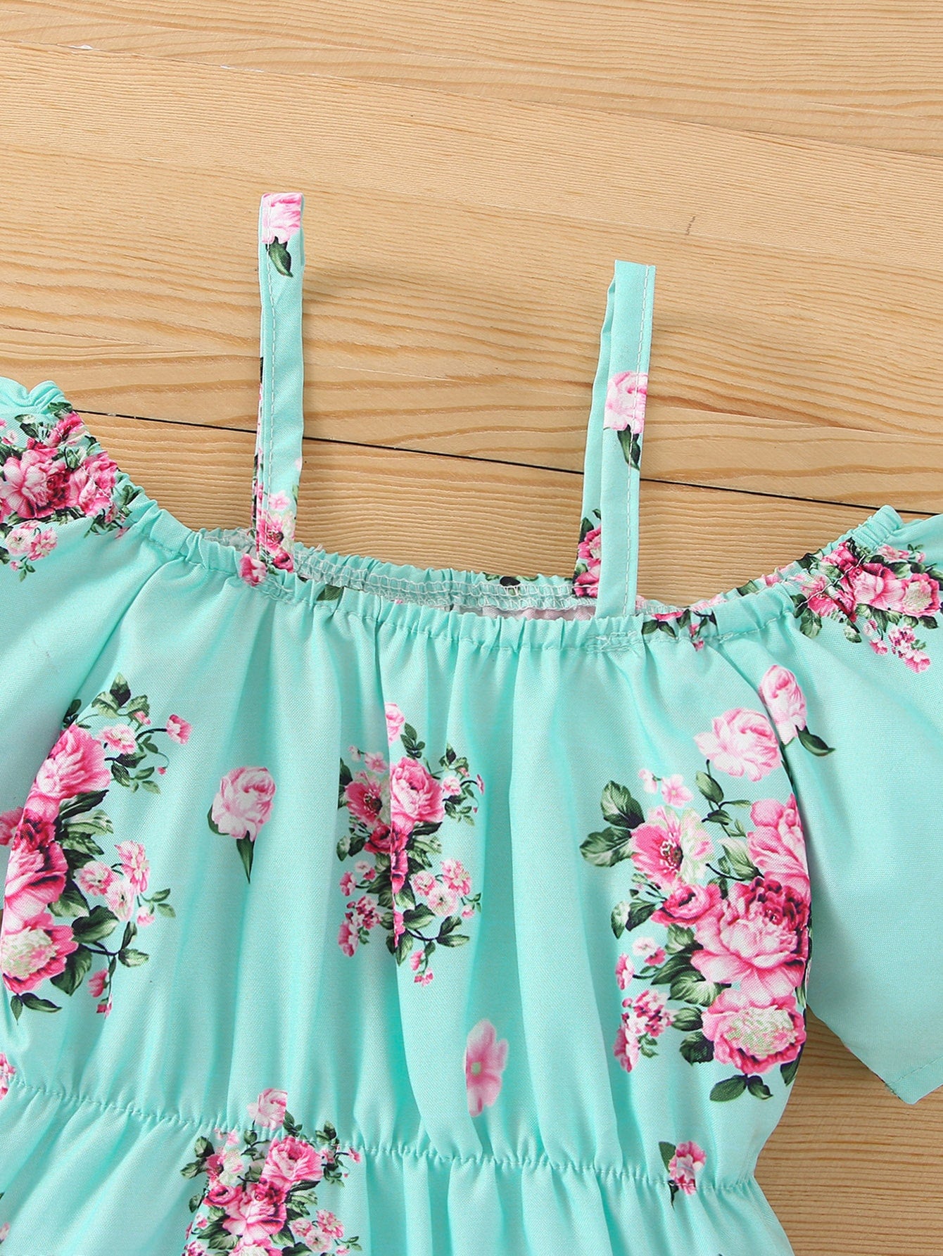 Baby Girl Floral Print Cold Shoulder Bodysuit & Headband