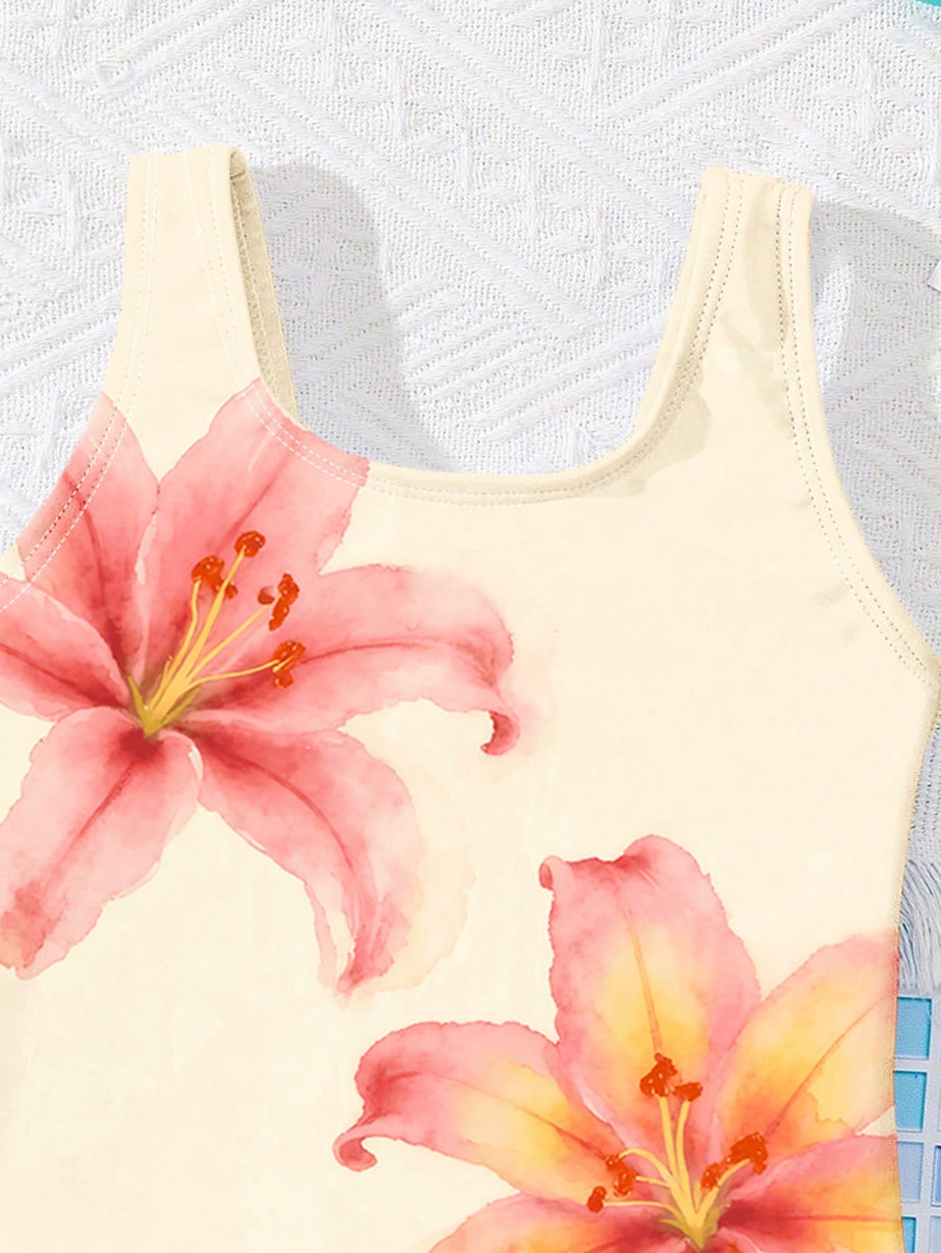 Baby Girl Floral Print One-Piece Swimsuit, Beach & Resort Style