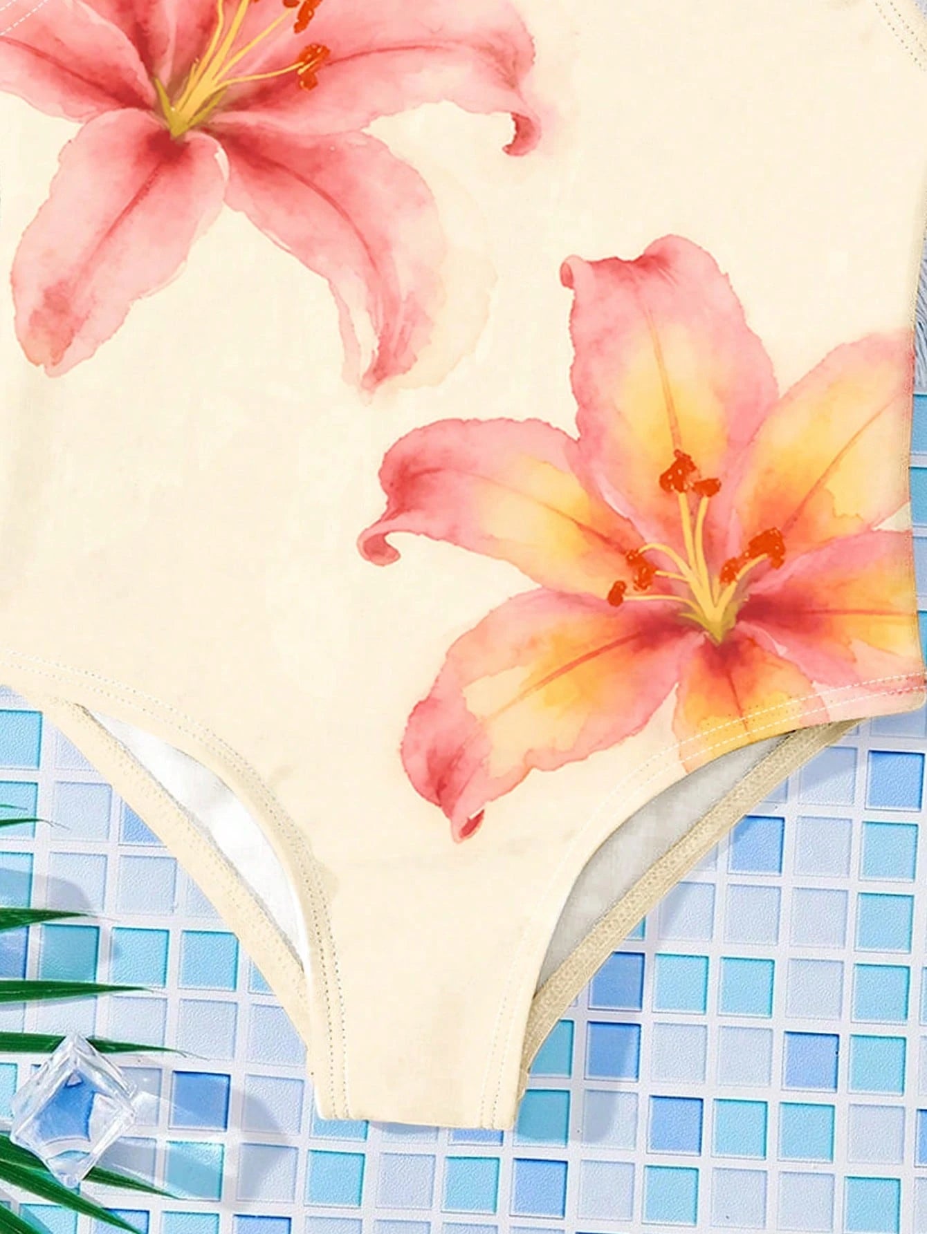 Baby Girl Floral Print One-Piece Swimsuit, Beach & Resort Style