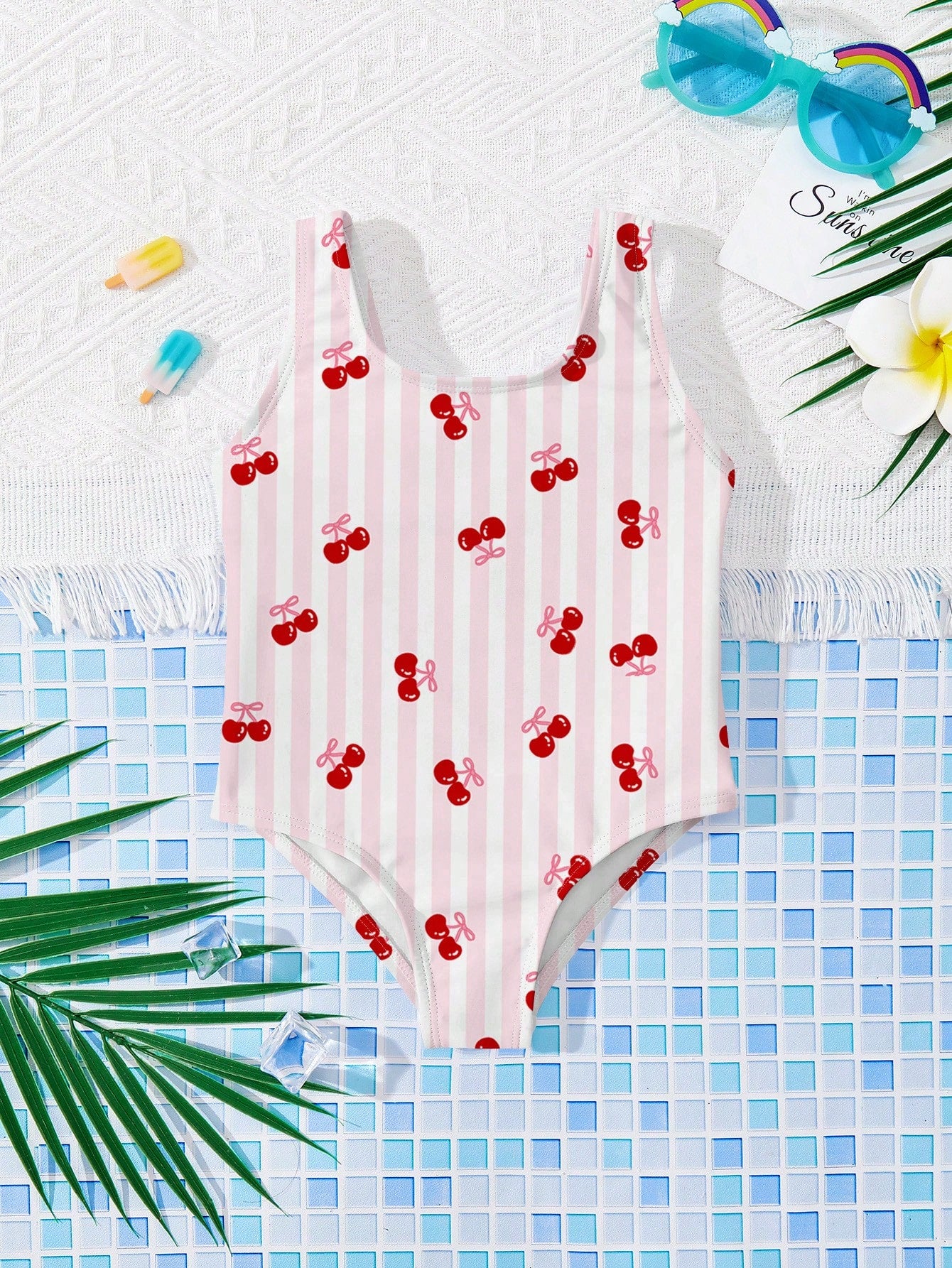 Baby Girl Floral Print One-Piece Swimsuit, Beach & Resort Style
