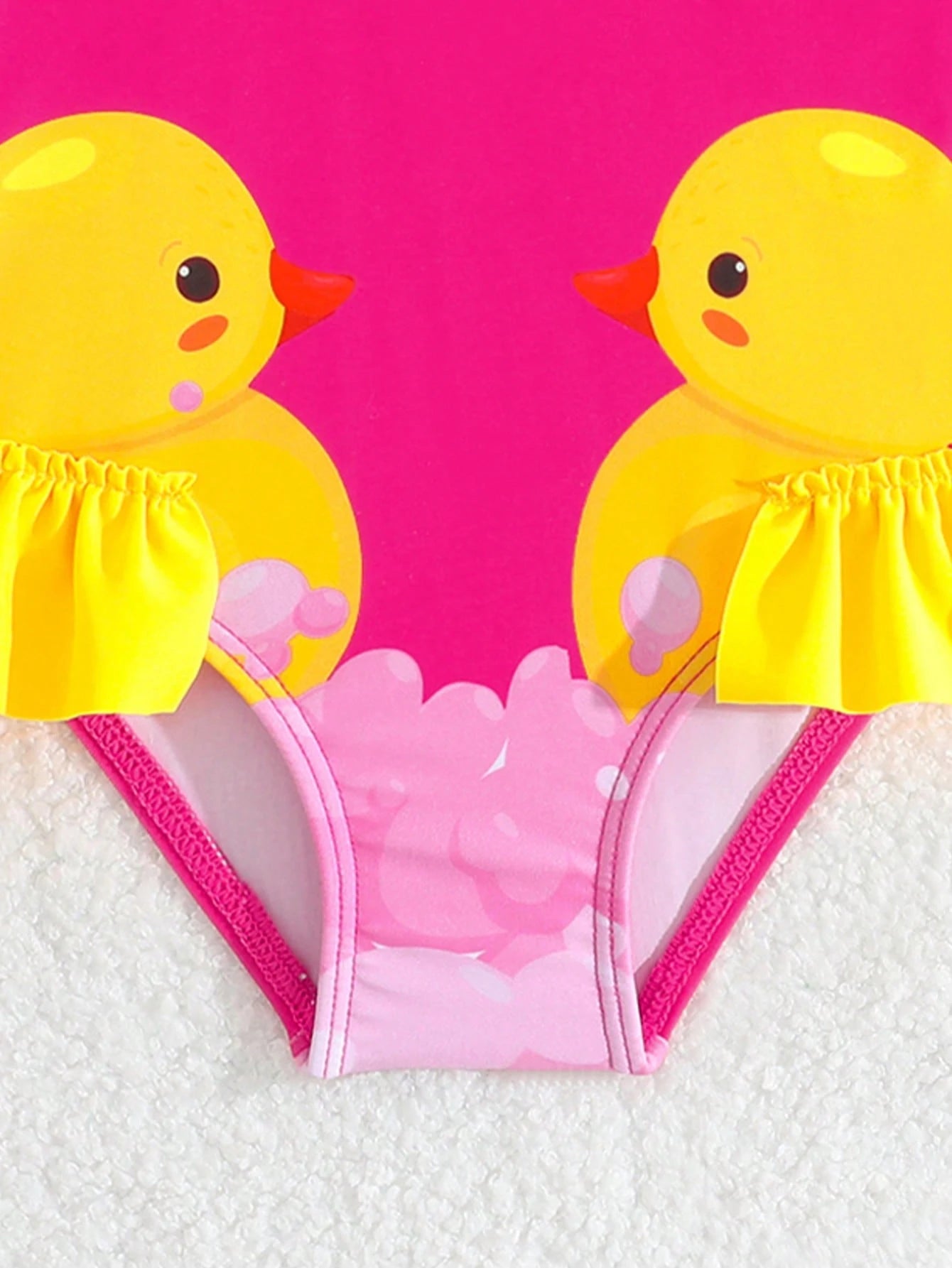 Baby Girl Little Yellow Duck Print Bow Decor One-Piece Swimsuit