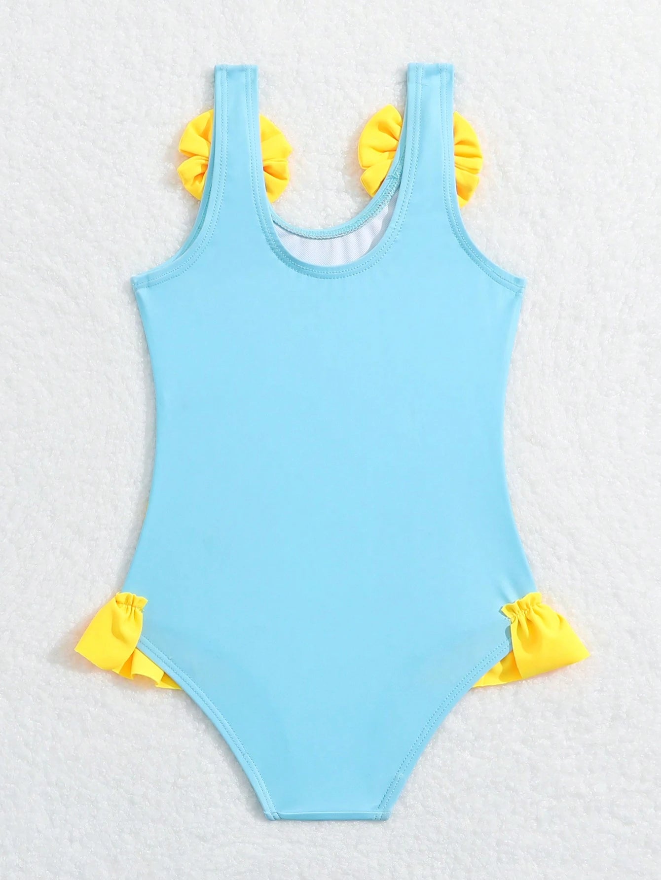 Baby Girl Little Yellow Duck Print Bow Decor One-Piece Swimsuit