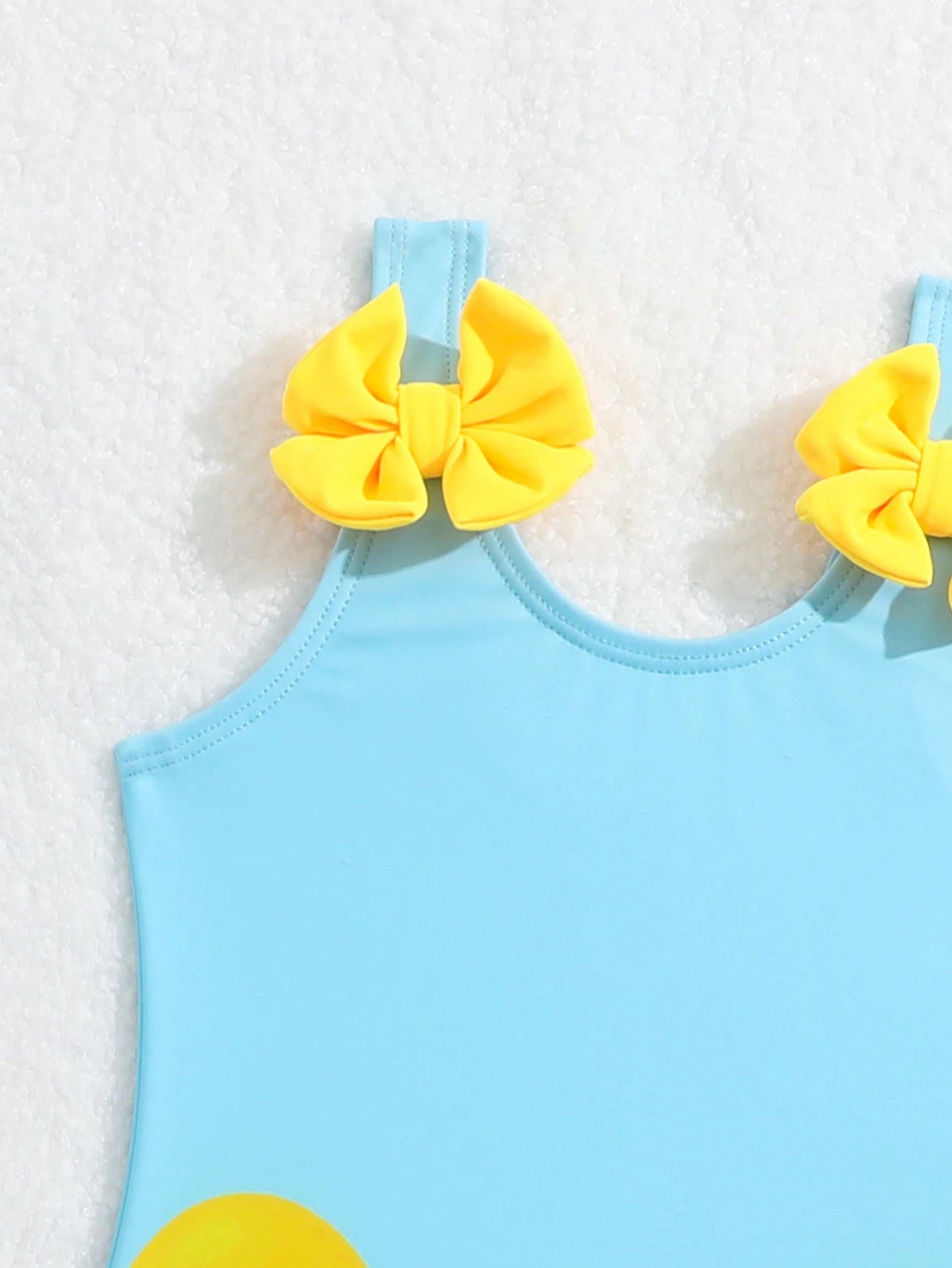 Baby Girl Little Yellow Duck Print Bow Decor One-Piece Swimsuit