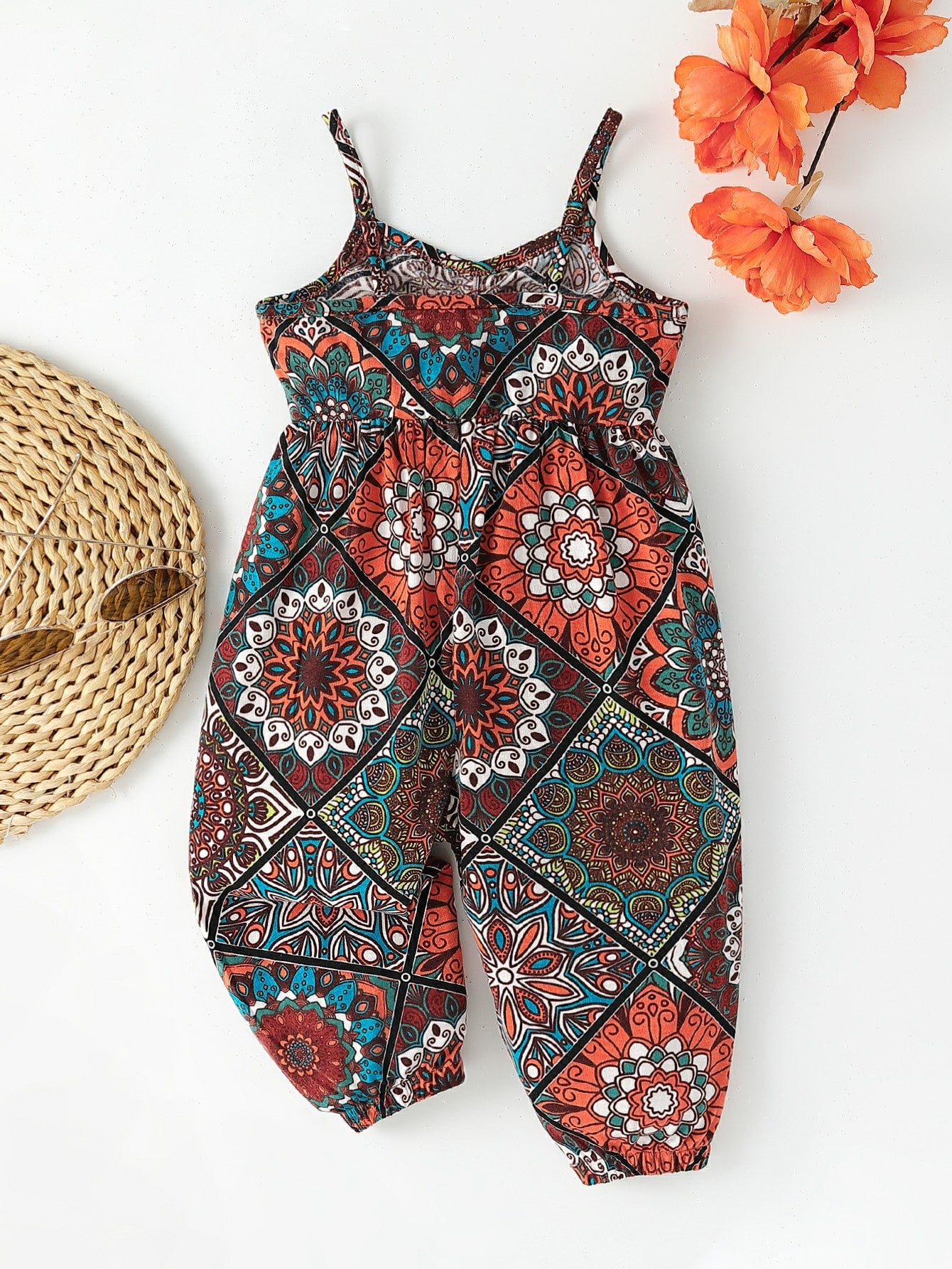 Baby Girl Scarf Print Cami Jumpsuit