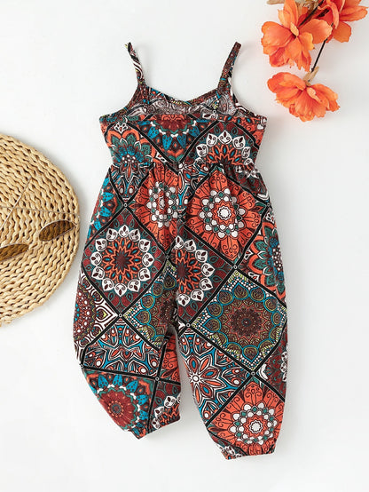 Baby Girl Scarf Print Cami Jumpsuit