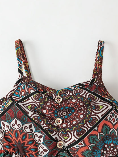 Baby Girl Scarf Print Cami Jumpsuit
