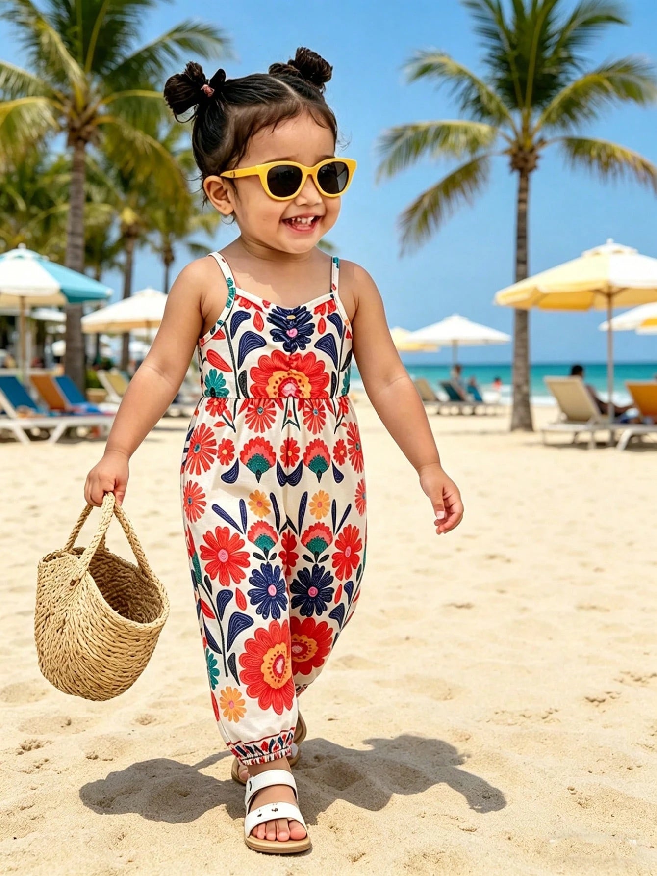 Baby Girl Scarf Print Cami Jumpsuit