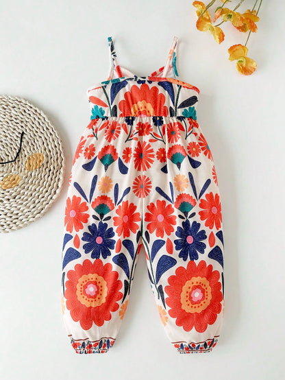 Baby Girl Scarf Print Cami Jumpsuit