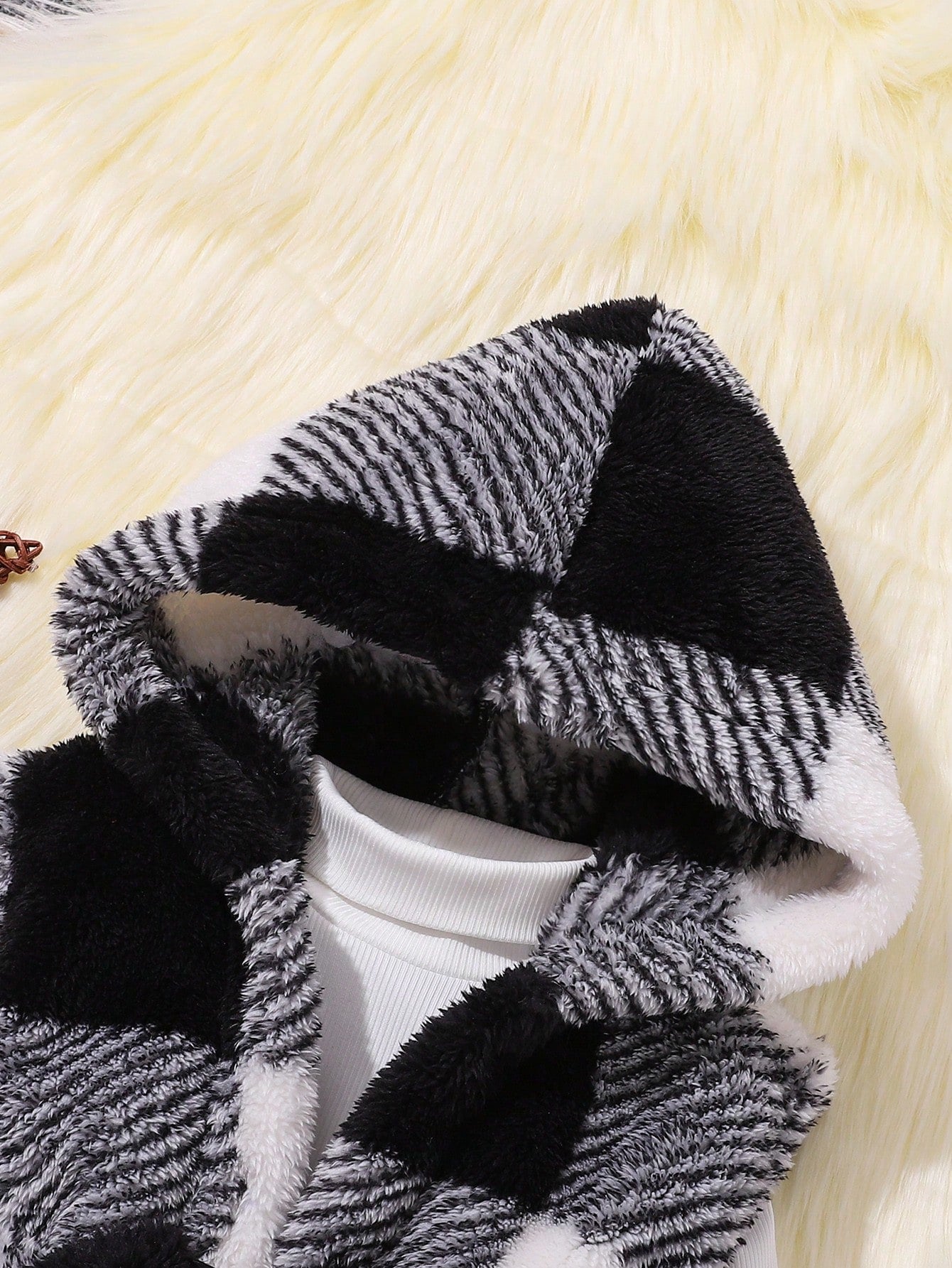 Baby Girls' 3pcs Plaid Flannel Thickened Warm Vest Basic Casual Cute Outfits, For Christmas