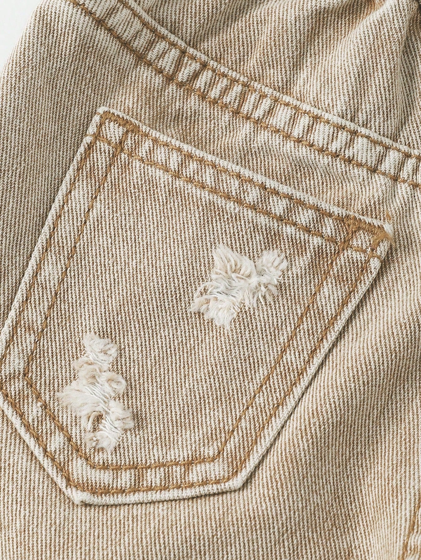 Baby Girls' Slant Waist Ripped Heart Jeans, Khaki, Summer, Soft Cotton Fabric, Back-To-School Career Day Tapered Pants, Light Wash Denim Graduation