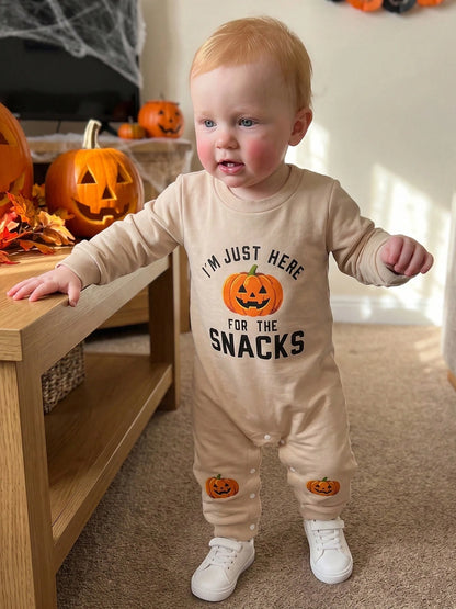 Baby Halloween Sweatshirt Romper Fall Pumpkin Print Long Sleeve Jumpsuit