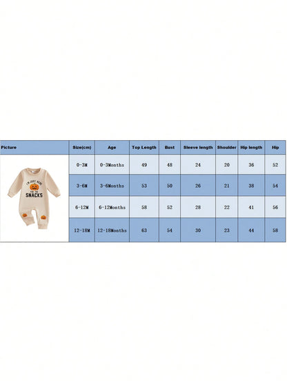 Baby Halloween Sweatshirt Romper Fall Pumpkin Print Long Sleeve Jumpsuit