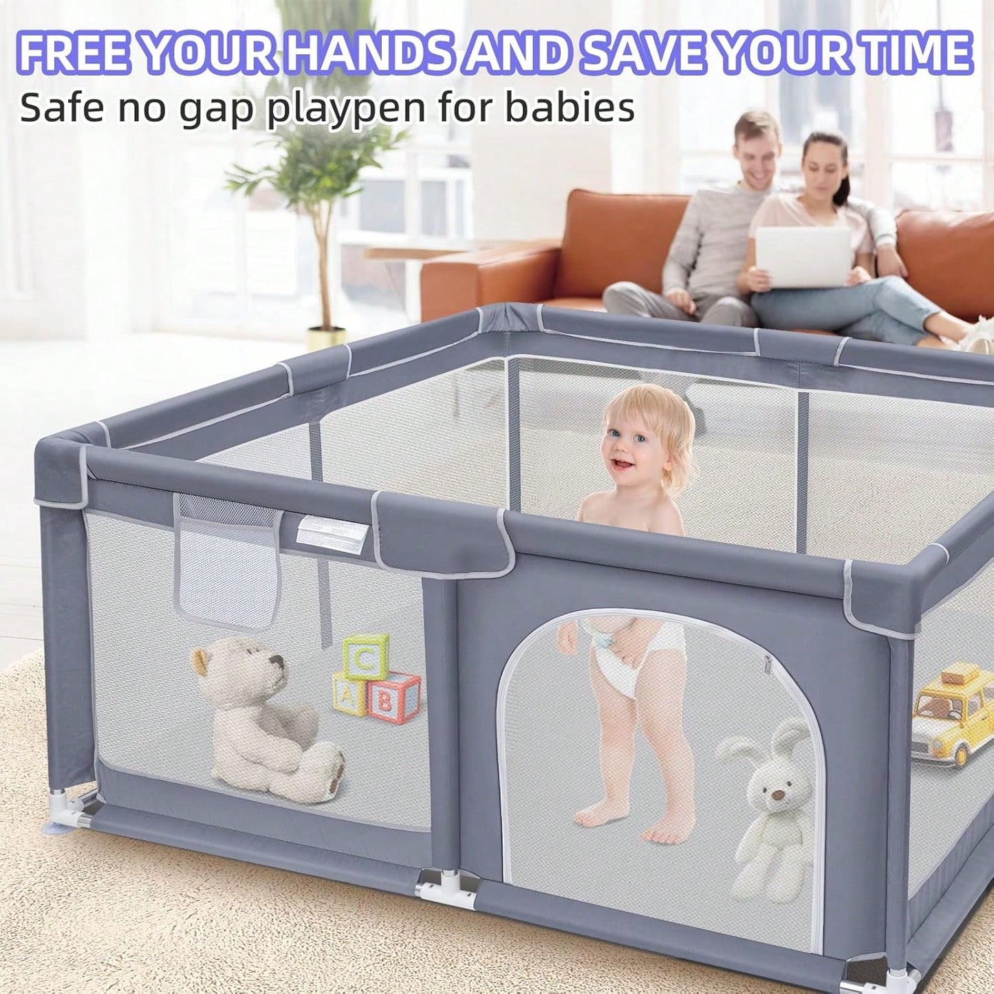 Baby Playpen,Portable Playground,Baby Gate Fence With Soft Breathable Mesh&Anti-Slip Base,Indoor And Outdoor,Baby Playen Activity Center,Newborn Gift