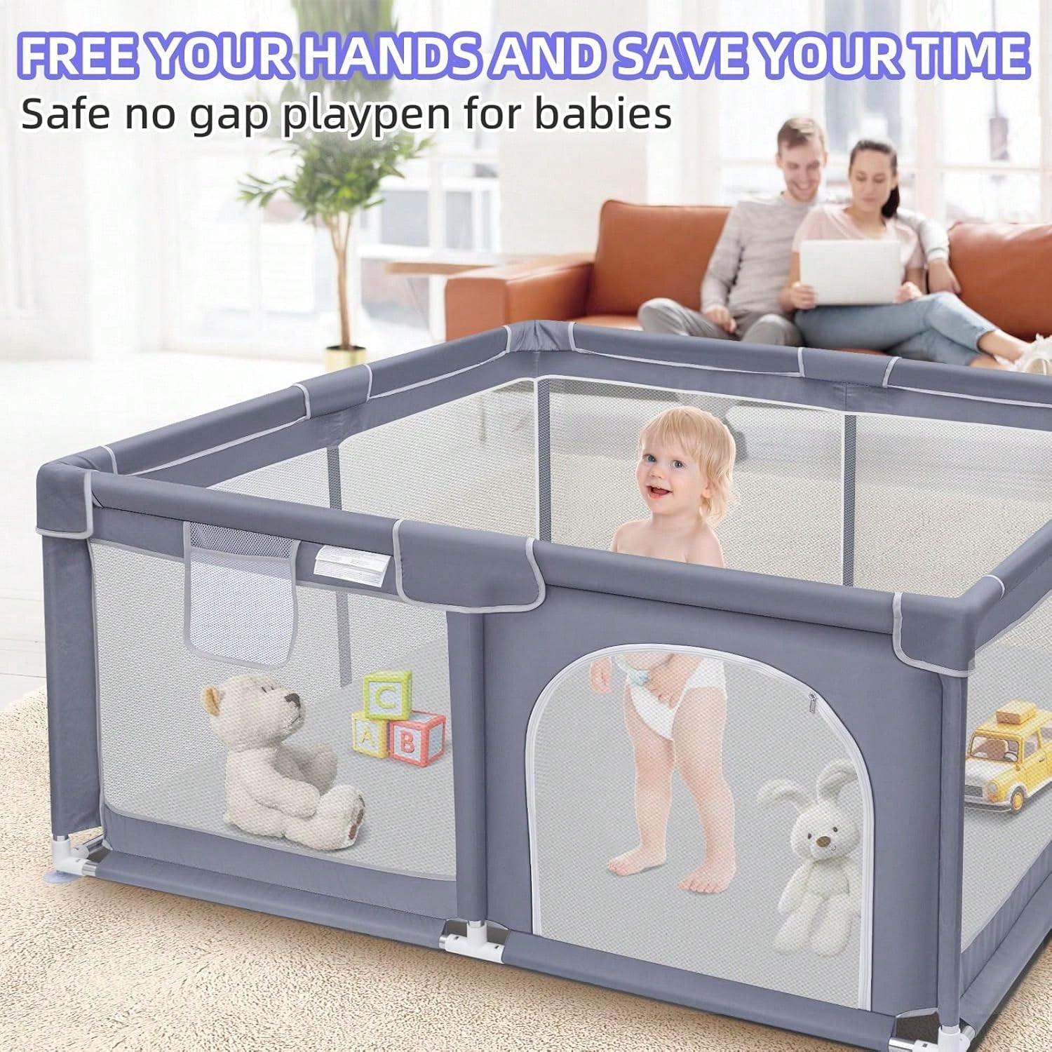 Baby Playpen,Portable Playground,Baby Gate Fence With Soft Breathable Mesh&Anti-Slip Base,Indoor And Outdoor,Baby Playen Activity Center,Newborn Gift
