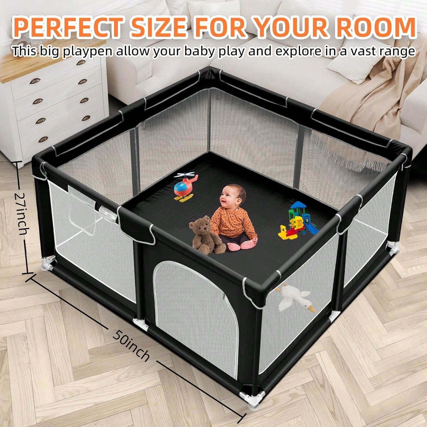 Baby Playpen,Portable Playground,Baby Gate Fence With Soft Breathable Mesh&Anti-Slip Base,Indoor And Outdoor,Baby Playen Activity Center,Newborn Gift