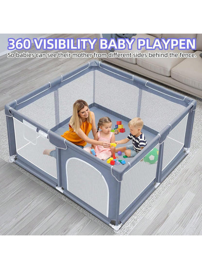 Baby Playpen,Portable Playground,Baby Gate Fence With Soft Breathable Mesh&Anti-Slip Base,Indoor And Outdoor,Baby Playen Activity Center,Newborn Gift