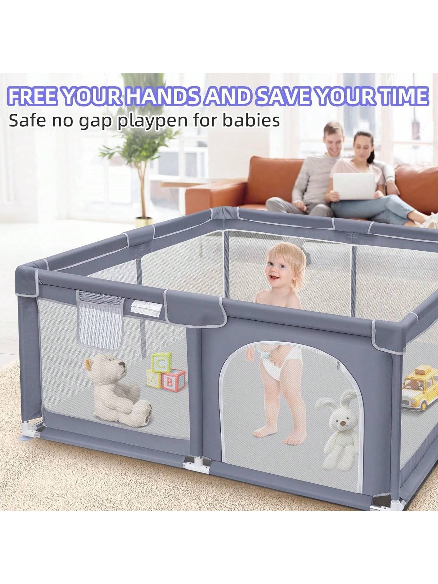 Baby Playpen,Portable Playground,Baby Gate Fence With Soft Breathable Mesh&Anti-Slip Base,Indoor And Outdoor,Baby Playen Activity Center,Newborn Gift