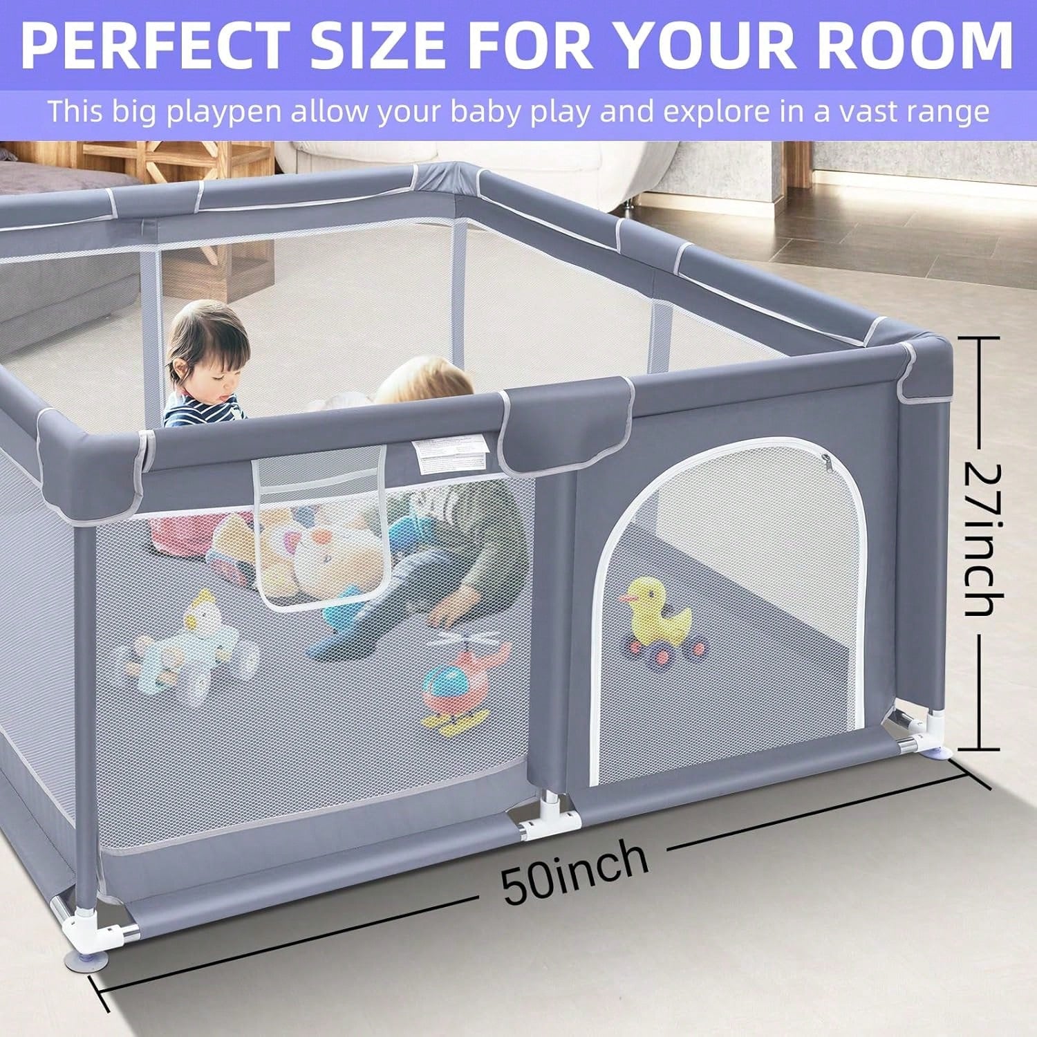 Baby Playpen,Portable Playground,Baby Gate Fence With Soft Breathable Mesh&Anti-Slip Base,Indoor And Outdoor,Baby Playen Activity Center,Newborn Gift