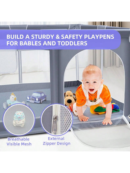 Baby Playpen,Portable Playground,Baby Gate Fence With Soft Breathable Mesh&Anti-Slip Base,Indoor And Outdoor,Baby Playen Activity Center,Newborn Gift