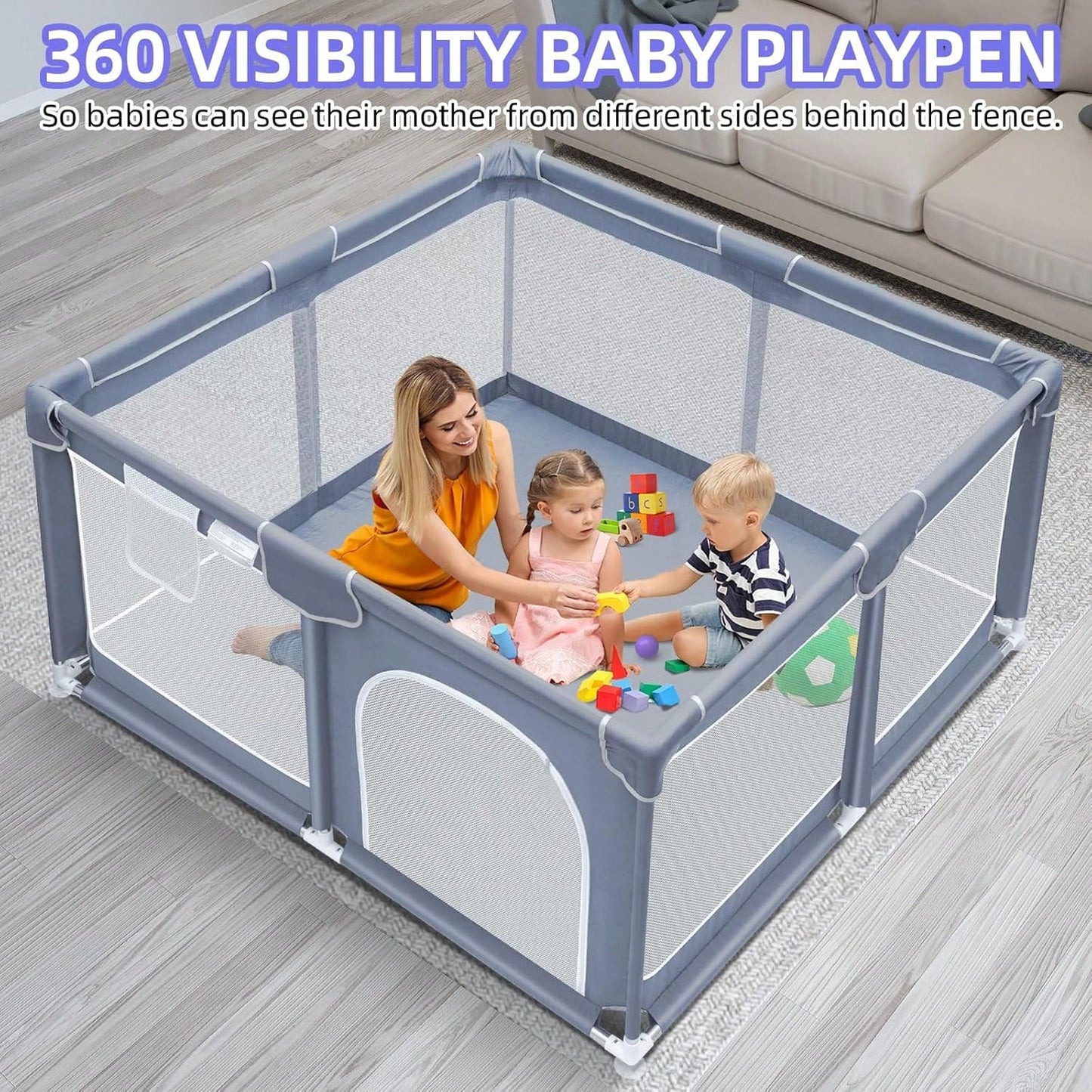 Baby Playpen,Portable Playground,Baby Gate Fence With Soft Breathable Mesh&Anti-Slip Base,Indoor And Outdoor,Baby Playen Activity Center,Newborn Gift