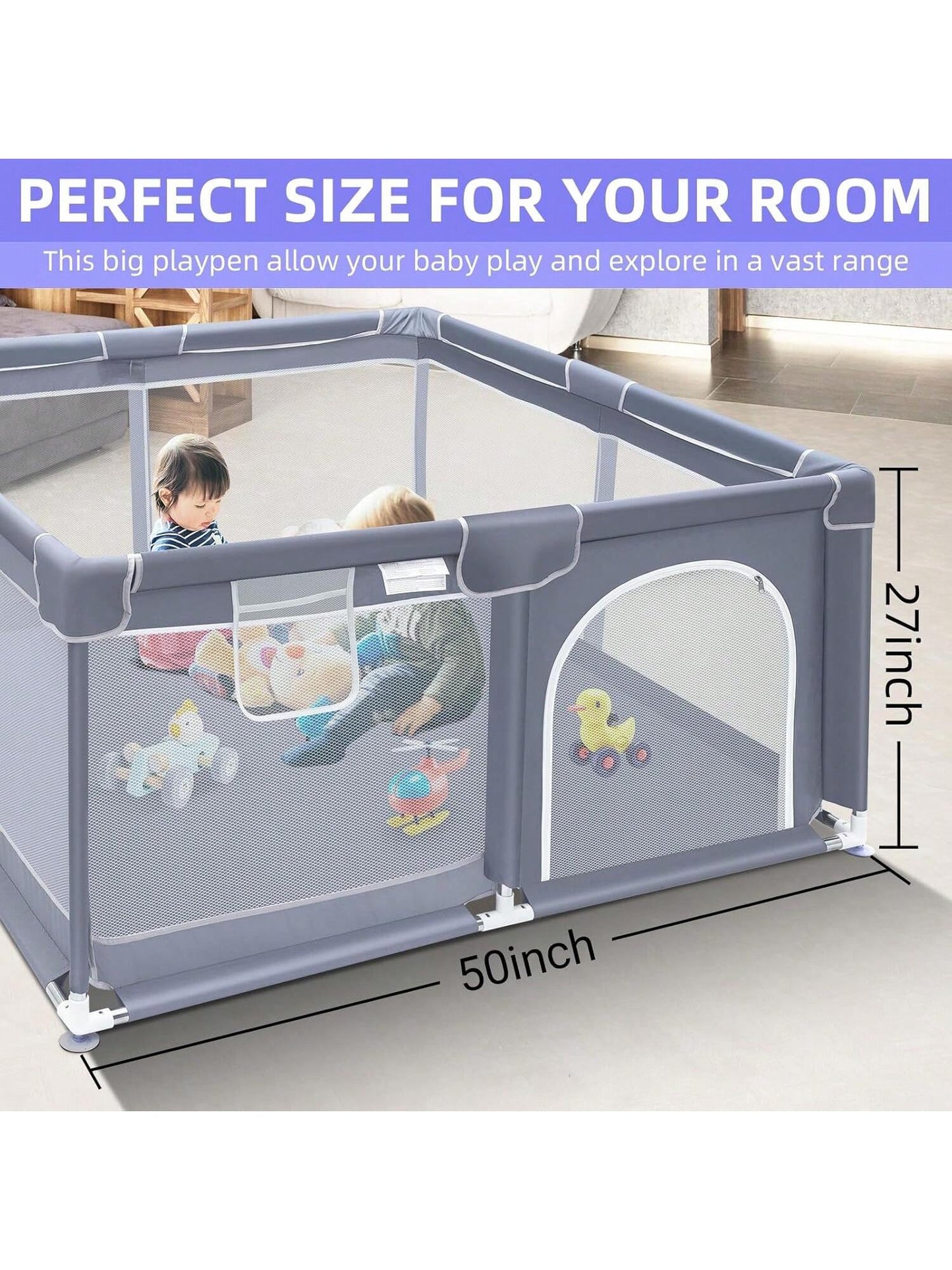 Baby Playpen,Portable Playground,Baby Gate Fence With Soft Breathable Mesh&Anti-Slip Base,Indoor And Outdoor,Baby Playen Activity Center,Newborn Gift