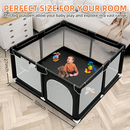 Baby Playpen,Portable Playground,Baby Gate Fence With Soft Breathable Mesh&Anti-Slip Base,Indoor And Outdoor,Baby Playen Activity Center,Newborn Gift