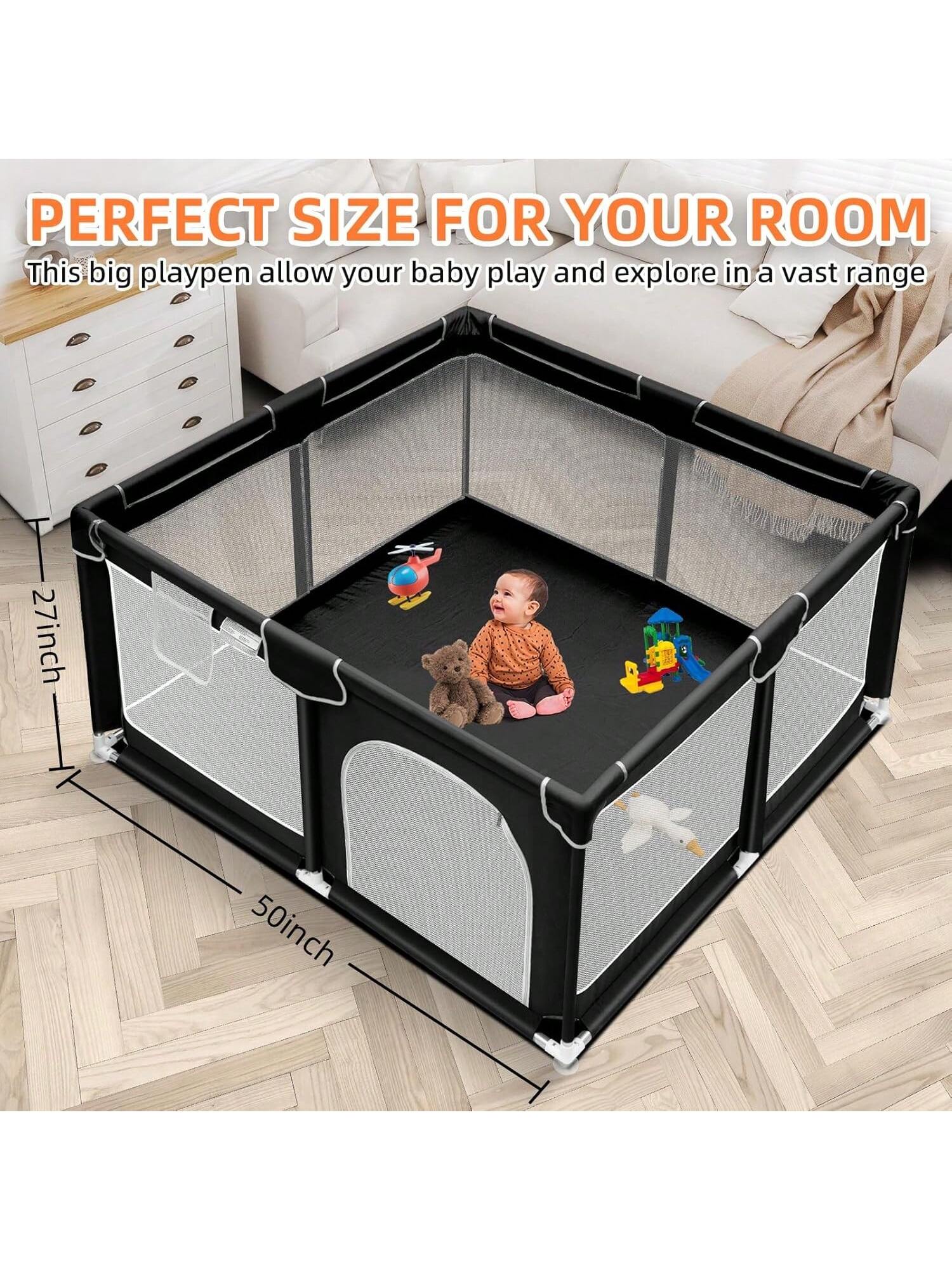 Baby Playpen,Portable Playground,Baby Gate Fence With Soft Breathable Mesh&Anti-Slip Base,Indoor And Outdoor,Baby Playen Activity Center,Newborn Gift