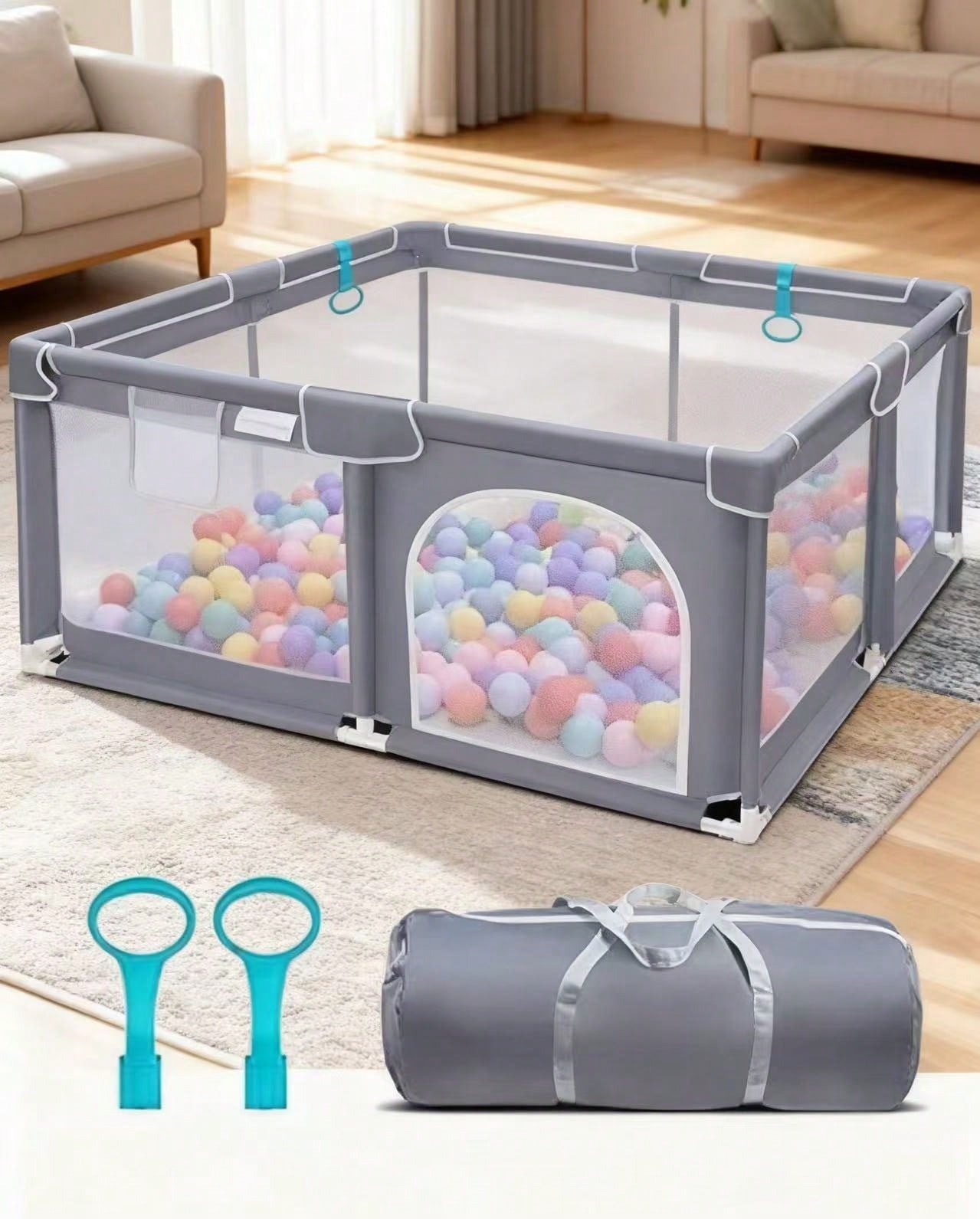 Baby Playpen,Portable Playground,Baby Gate Fence With Soft Breathable Mesh&Anti-Slip Base,Indoor And Outdoor,Baby Playen Activity Center,Newborn Gift
