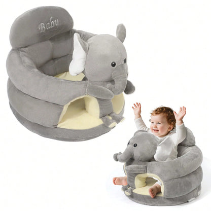 Baby Seat For 3-12 Months-Infant Sitting Support Chair With Cute Bear & Elephant Design, Soft Baby Sofa Floor Seat For Learning To Sit