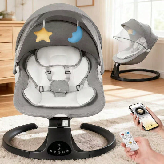 Baby Swing&Bouncer For Newborns,Electric Cradle With Music Speaker,3 Seat Positions,10 Lullabies,5 Speed Settings,Remote Control&Dual Power Supply