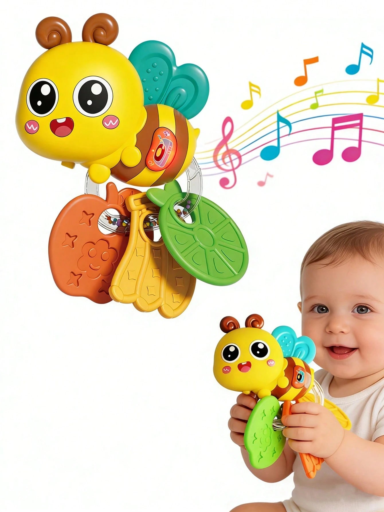 Baby Teether Rattle Toy, Early Education Toy, Develop Hand-Eye Coordination, Cute Cartoon Design, Newborn Boy Girl Gift