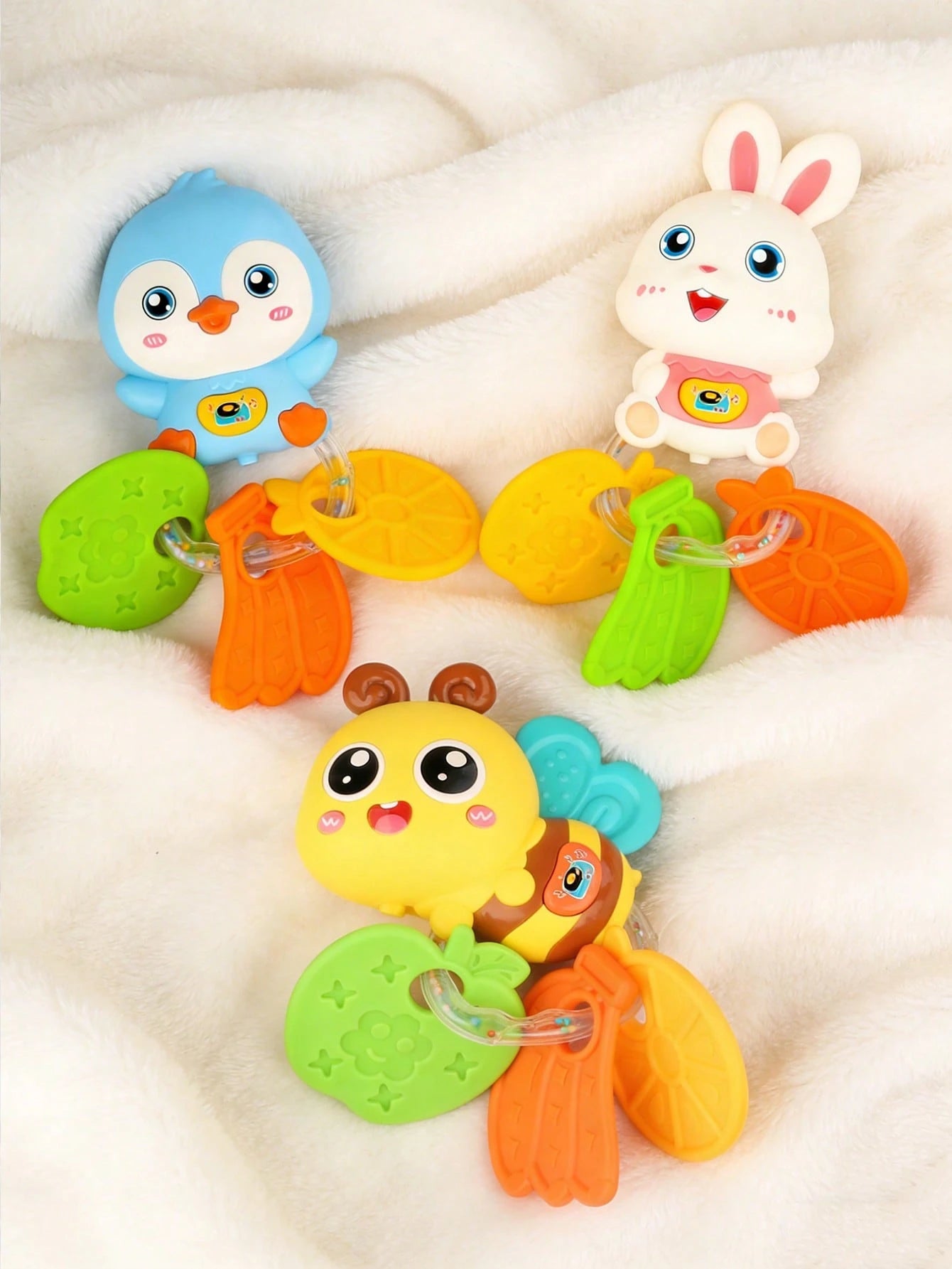 Baby Teether Rattle Toy, Early Education Toy, Develop Hand-Eye Coordination, Cute Cartoon Design, Newborn Boy Girl Gift