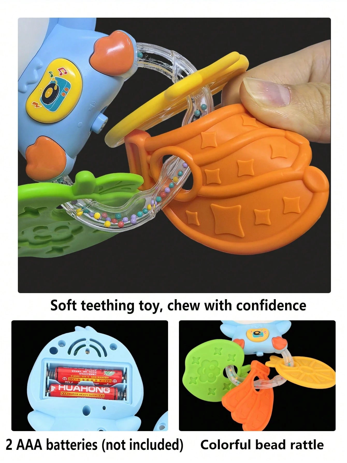 Baby Teether Rattle Toy, Early Education Toy, Develop Hand-Eye Coordination, Cute Cartoon Design, Newborn Boy Girl Gift