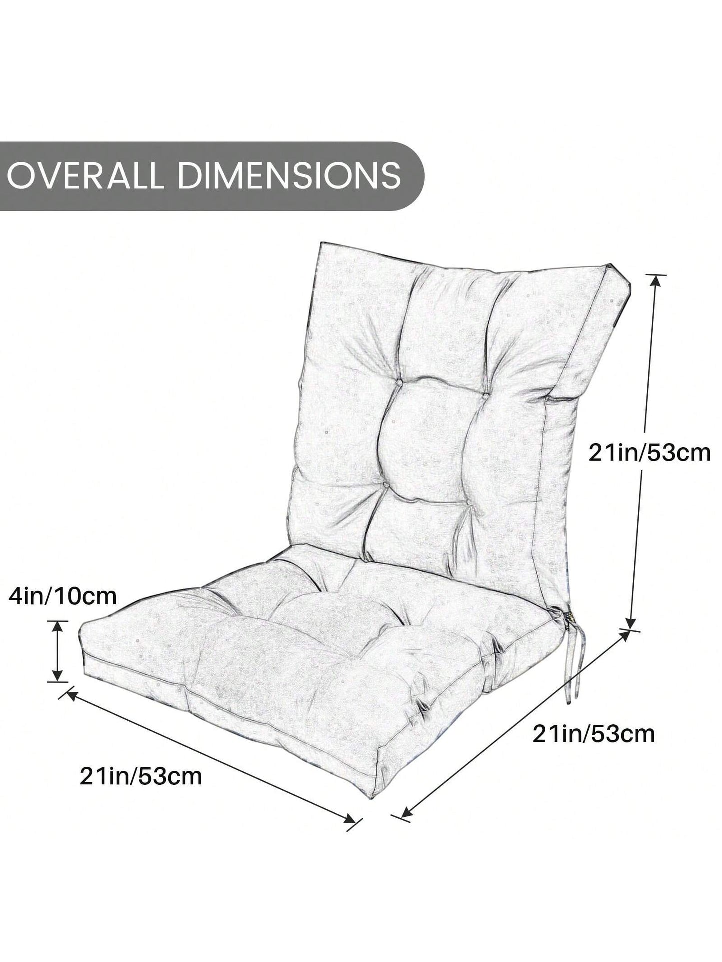 Back Chair Cushion Waterproof Polyester Rocking Chair Cushion With Non-Slip Ties Anti-Fading Deep Seat Chair Cushions, Outdoor Dining Chair Cushion For Patio Cushion Furniture