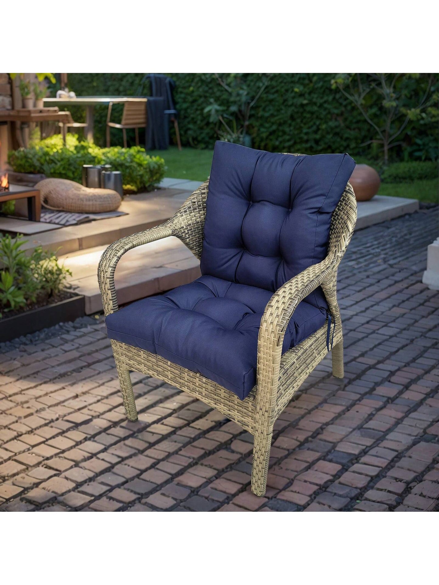 Back Chair Cushion Waterproof Polyester Rocking Chair Cushion With Non-Slip Ties Anti-Fading Deep Seat Chair Cushions, Outdoor Dining Chair Cushion For Patio Cushion Furniture