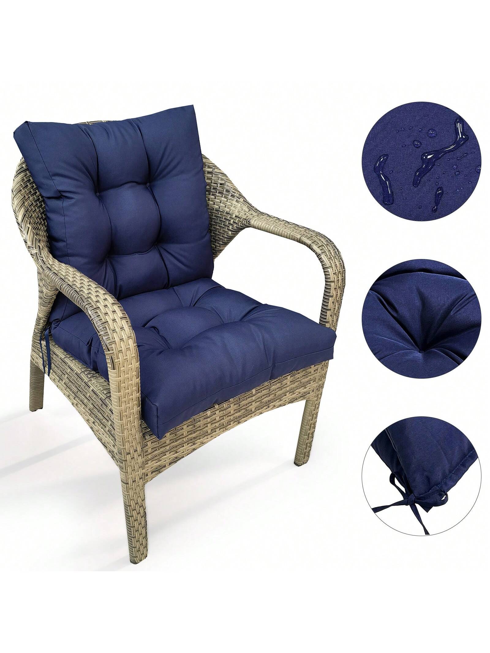Back Chair Cushion Waterproof Polyester Rocking Chair Cushion With Non-Slip Ties Anti-Fading Deep Seat Chair Cushions, Outdoor Dining Chair Cushion For Patio Cushion Furniture