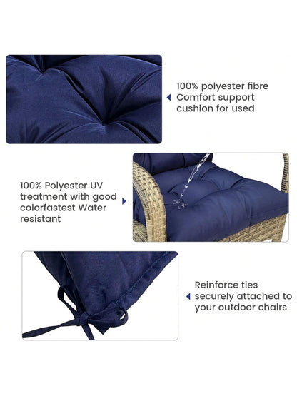 Back Chair Cushion Waterproof Polyester Rocking Chair Cushion With Non-Slip Ties Anti-Fading Deep Seat Chair Cushions, Outdoor Dining Chair Cushion For Patio Cushion Furniture