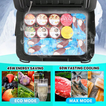 BackID 12 Volt Refrigerator, Mini Portable Car Fridge, Freezer Compressor Electric Cooler-4℉~68℉, 12/24V DC 100-240V AC For Truck Van RV SUV Travel Camping Road Boat Trips