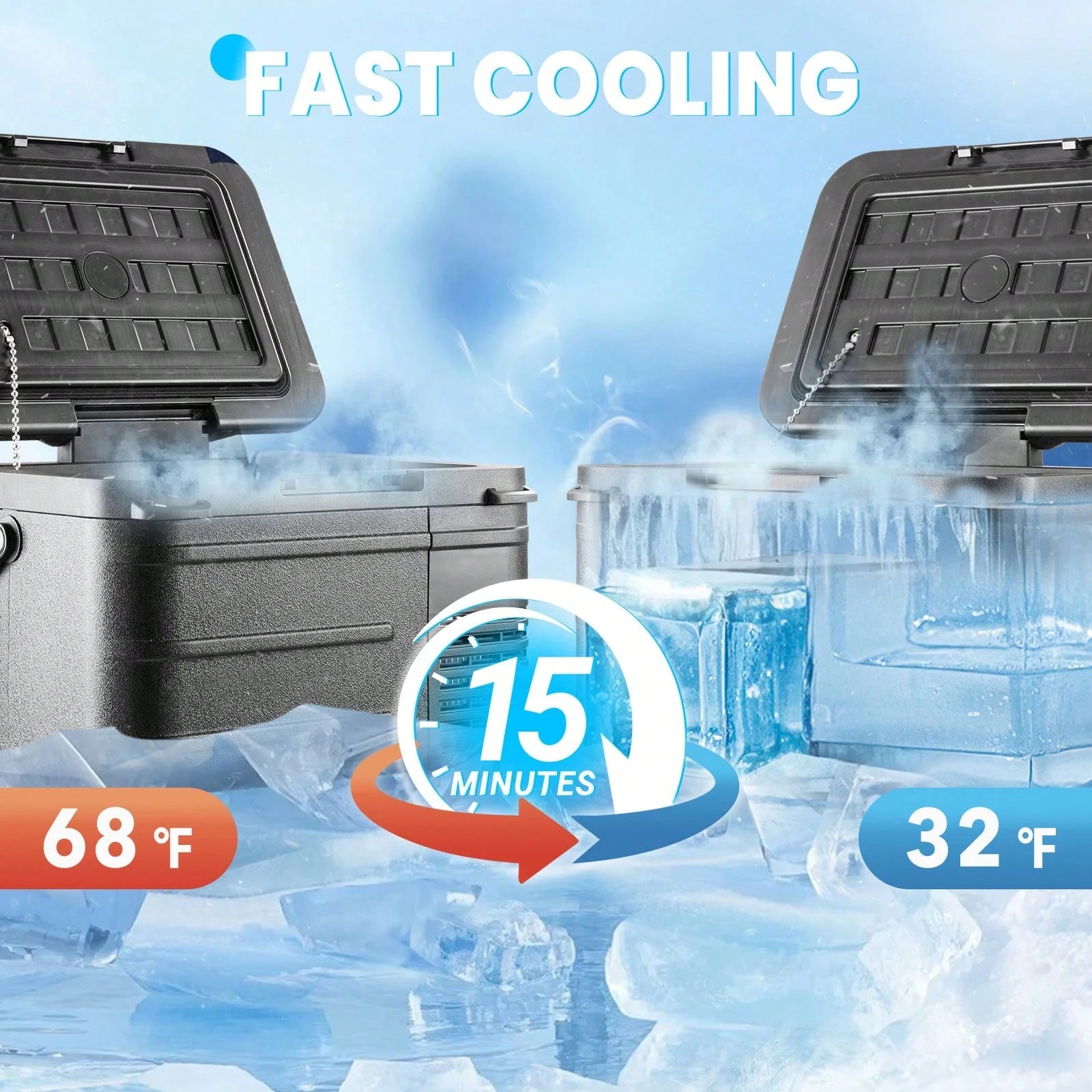 BackID 12 Volt Refrigerator, Mini Portable Car Fridge, Freezer Compressor Electric Cooler-4℉~68℉, 12/24V DC 100-240V AC For Truck Van RV SUV Travel Camping Road Boat Trips
