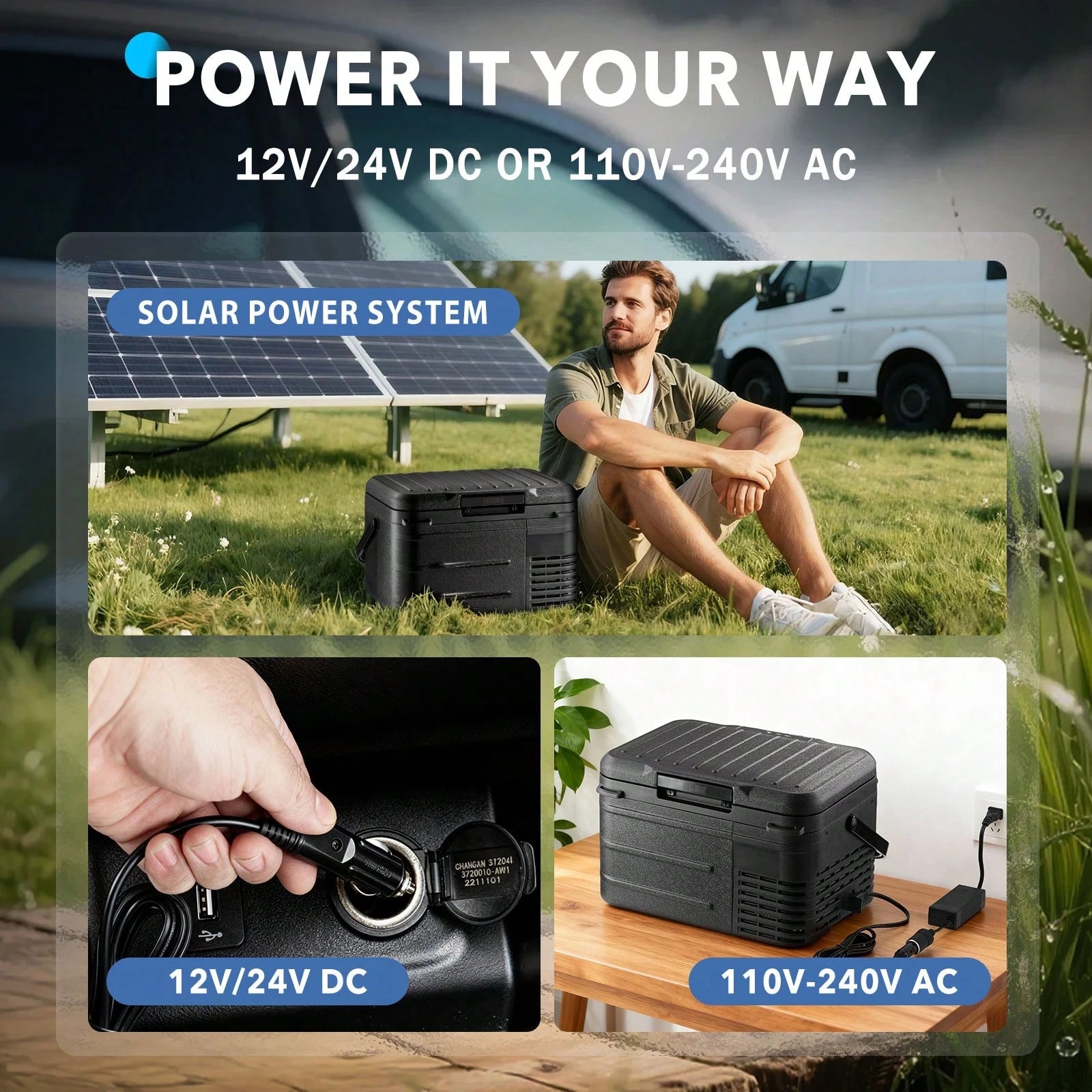 BackID 12 Volt Refrigerator, Mini Portable Car Fridge, Freezer Compressor Electric Cooler-4℉~68℉, 12/24V DC 100-240V AC For Truck Van RV SUV Travel Camping Road Boat Trips